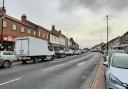 Traffic backed up on Northallerton High Street due to roadworks on Quaker Lane