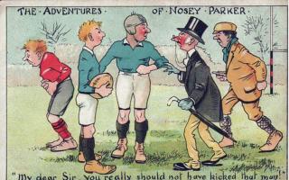 Mr Nosey Parker was a term in common use from the late 19th century onwards. This postcard is from a series published in 1907