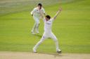 Durham’s Matt Salisbury celebrates after taking a Nottinghamshire wicket at Trent Bridge Picture: ZAC GOODWIN/PA WIRE