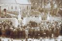 MANY PAY TRIBUTE: The large crowd at the unveiling of Stanhope war memorial in 1922