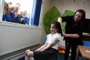 HAIR CUT: Amelia Francis, a pupil at Pittington Primary School, has her hair cut for a charity that makes wigs for kids who have lost their hair. Picture: TOM BANKS (24602697)