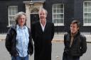 Former Top Gear presenter Jeremy Clarkson (centre) and his co-stars Richard Hammond (right) and James May who have a new motoring show on Amazon. Picture: Stefan Rousseau/PA Wire
