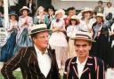 Ray Waite, left, and Keith Goodman pictured in 1991 ahead of a game at Grangefield played in Victorian costume