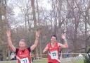 Kim Reeves and Nicola Simpson at the Finish of the Marathon Paarlauf