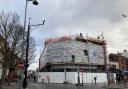 Hoardings concealing the work that is being done on the corner of Skinnergate and Blackwellgate