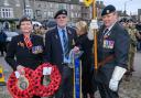 L-R Poppy Appeal organiser for Leyburn and District Kathleen Boon, RBL Chairman David Halliday and RBL Standard Bearer Richard Morris.