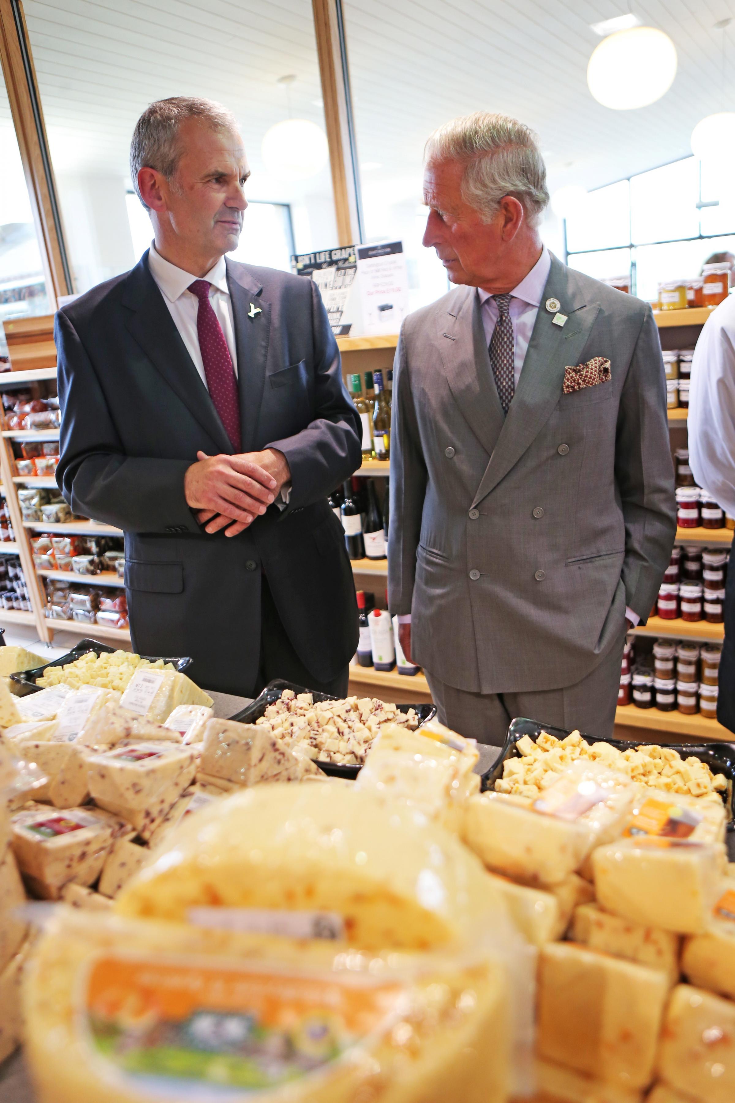 The then Prince of Wales at the Wensleydale Creamery at Hawes in 2015, pictured with late MD David Hartley Picture: SARAH CALDECOTT.