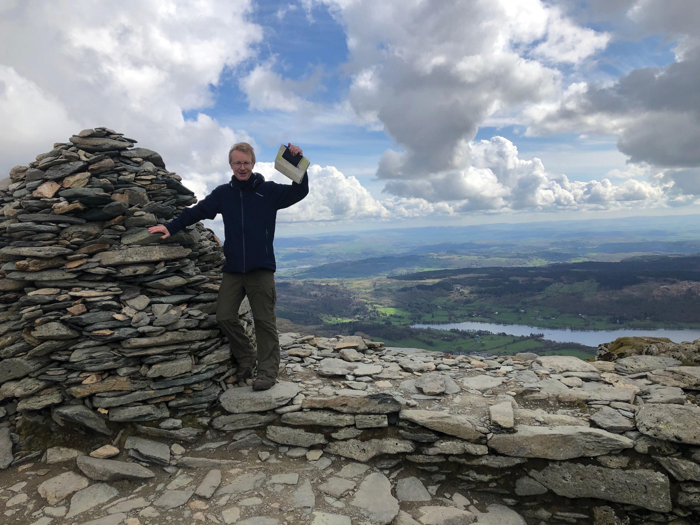 Tom Chesshyre at the top if The Old Man of Coniston