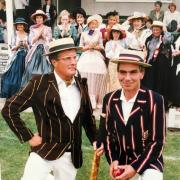 Ray Waite, left, and Keith Goodman pictured in 1991 ahead of a game at Grangefield played in Victorian costume