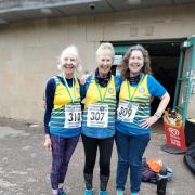 Margaret Wikeley, Christine Burn and Maureen Worley, Team Silver Medallists at the recent Yorkshire Vets Cross Country Championships