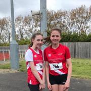 Pheobe Haw and Matilda Ellis at the Middlesbrough sports village for the North East Youth Development League (NEYDL) division two south track event