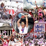 The England team  on stage during a fan celebration to commemorate England's historic UEFA Women's EURO 2022 triumph in Trafalgar Square, London Pictures: PA