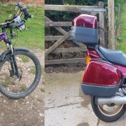 The Honda motorbike and purple moutain bike stolen in Knayton, near Thirsk