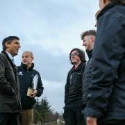 Rishi Sunak meets North York Moors National Park apprentices and volunteers at Lord Stones with Park chief executive Tom Hind