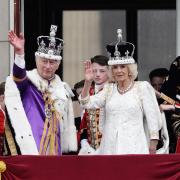 King Charles and Queen Camilla on the Buckingham Palace balcony after the coronation service