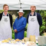 Richard Darbishire, who uses local milk to make Swaledale Cheese, with his sons Johnny and Archie at the No 10 Farm to Fork Summit