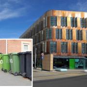 Redcar and Cleveland Council and (inset) green waste collection bins