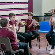 Pupils from Hurworth School rehearse with members of the Royal Northern Sinfonia who they will perform with next week at Darlington Hippodrome Picture.