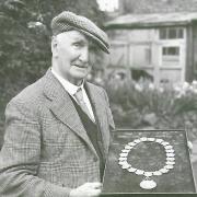 Frank Finley Clarkson with the Northallerton mayor's chain that he made in 1950