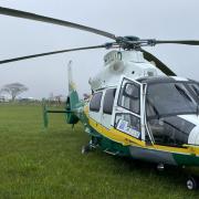 Great North Air Ambulance at scene of crash on the A171 at Danby