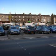 Cars parked in Leyburn town centre, North Yorkshire