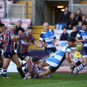 Darlington Mowden Park's Socino Santiago scores the first of his two tries in last Saturday's home victory over Old Albanians – Picture: CHRIS BOOTH