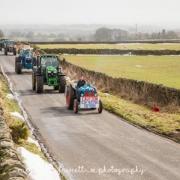 Tractors taking part in a tractor run organised by Knaresborough Young Farmers’ Club for member Mike Spink, who died last year. Picture: Rachael Fawcett