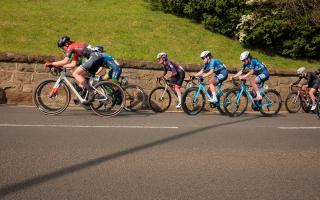 The female riders take on Saltburn Bank at the East Cleveland Classic