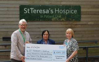 From left: Martyn Radcliffe, Marketing Manager for St Teresa’s Hospice; Shirley Wright, Hotel Services Manager for Woodlands Hospital; and Michelle Allinson, Director of Operations for Woodlands Hospital
