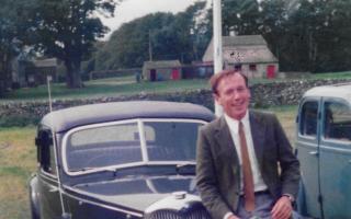 Christopher Timothy, also known as James Herriot, with Dave's 1947 Riley