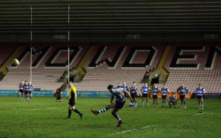 Josh Bragman fires over the conversion which secured Darlington Mowden Park a 20-20 draw with Coventry last Saturday