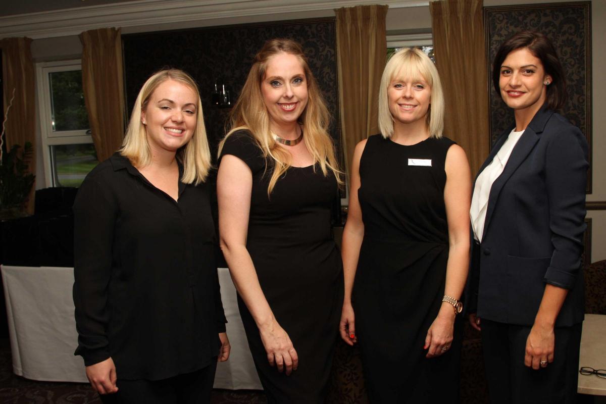 Rockliffe Hall Spa Garden at the VIP launch evening. From left Anna Hubbard, Victoria Lees, Anne Addison and Martine O'Neill.  Picture: ANDY LAMB