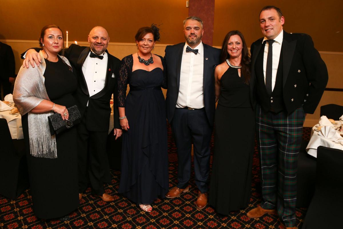 Fat Lads on Bikes Polka Dot and Black Tie Ball at Redworth Hall Hotel. Jayme Wardell-Appleton, Terry Wardell-Appleton, Kay McClure, Neal Bullock, Karen Coltman and Kenny Coltman. Picture: TOM BANKS