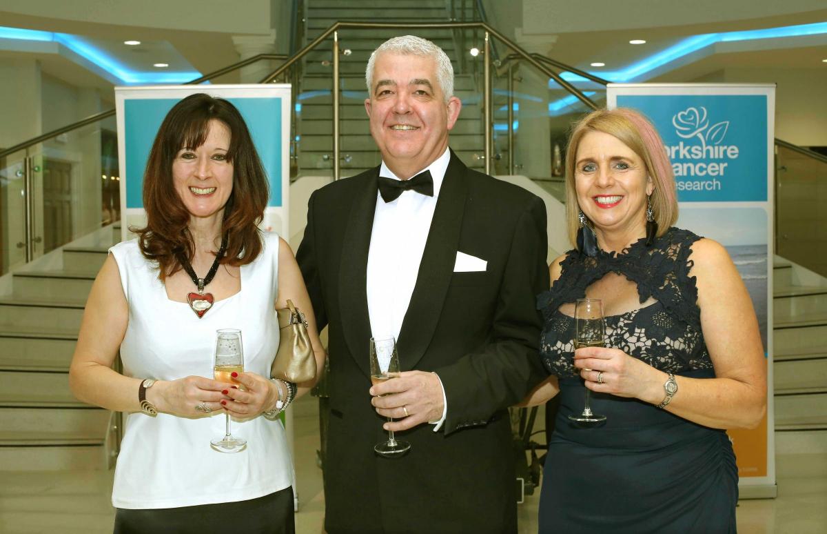 The Yorkshire Cancer Research charity ball at Tennants, Leyburn.
Lee McQue, Toby Luxford and Gill Bartram.
Picture: Richard Doughty Photography