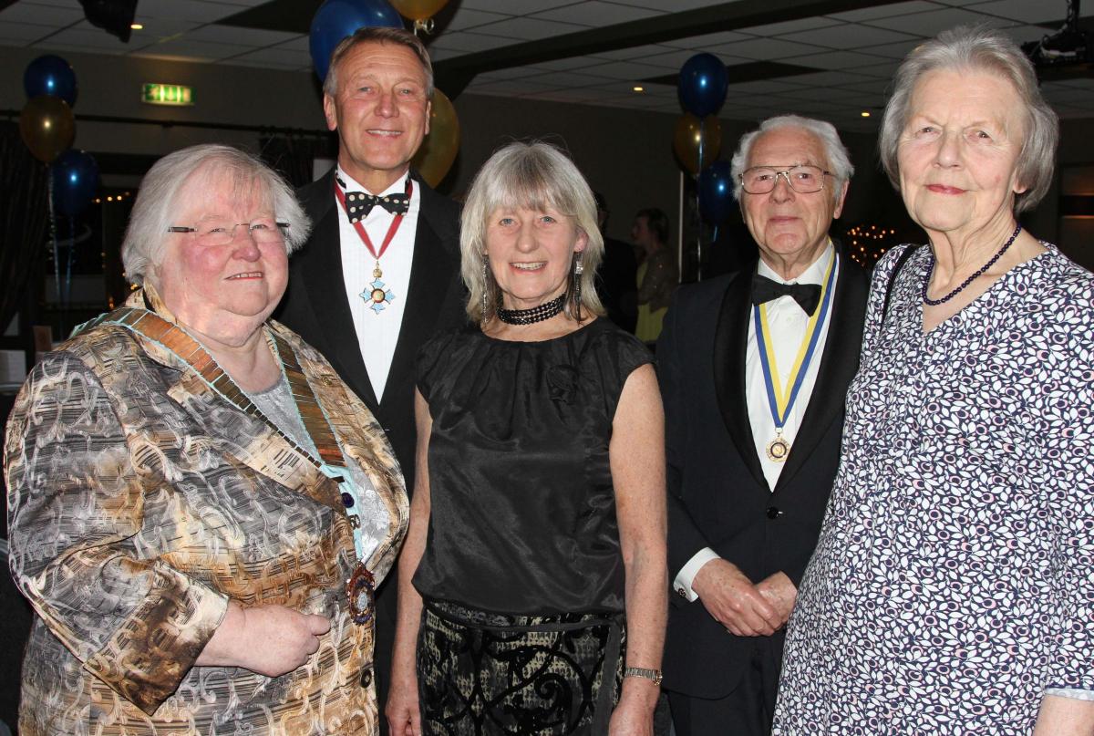 Social and Personal Rotary Club of Thirsk 81st Charter night from left Hazel Haas, district Governor for Rotary, Lord Lieutenant Barry Dodd, Frances Dodd, Arthur and June Whitehead.    Picture: ANDY LAMB