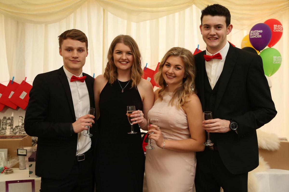 Blood Charity Ball, Leyburn, North Yorkshire. Luke Buxton, Emily Percival, Becca Blenkiron and Sam Calvert. Picture: TOM BANKS