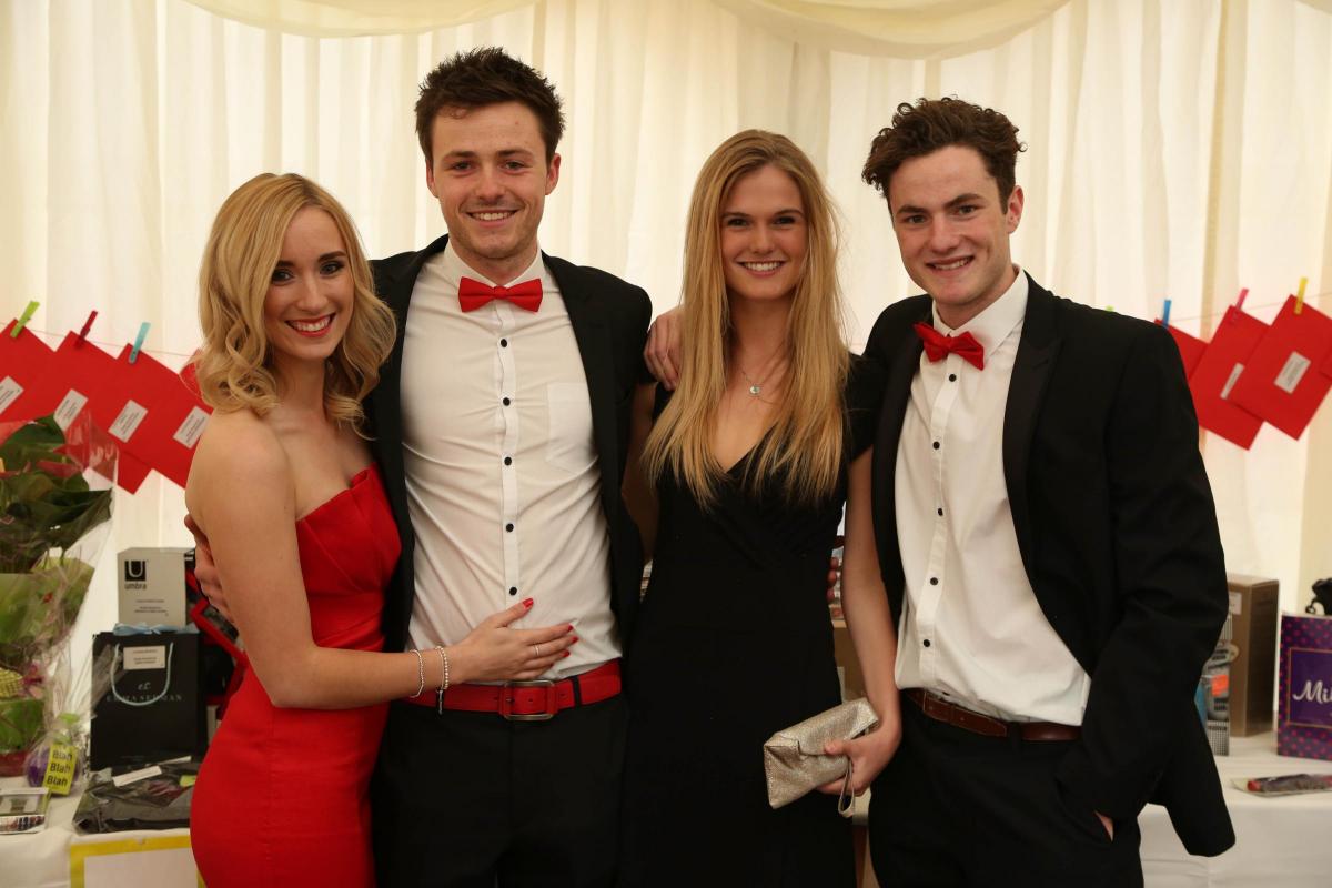 Blood Charity Ball, Leyburn, North Yorkshire. Helen Ritchie, George Moffitt, Hannah Jennings and Patrick Jukes. Picture: TOM BANKS