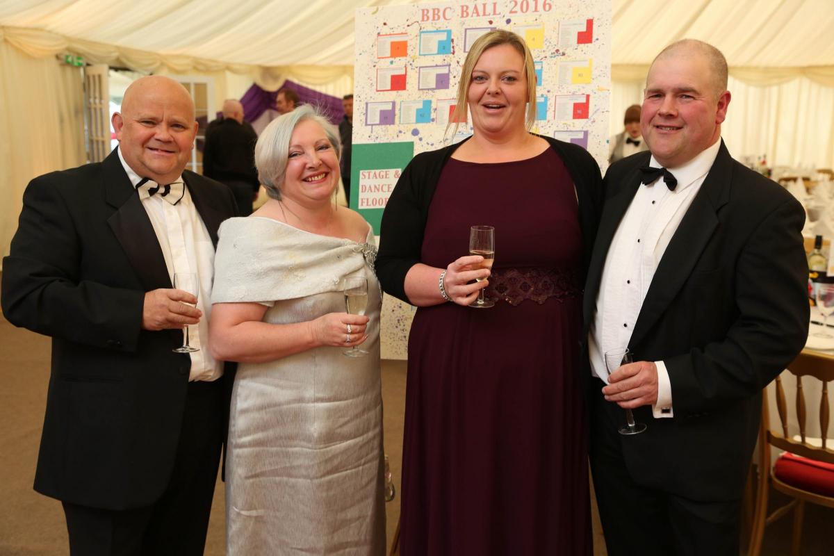 Blood Charity Ball, Leyburn, North Yorkshire. Malcolm Curnin, Louise Curnin, Rosanna McGee and Robert Kitching. Picture: TOM BANKS