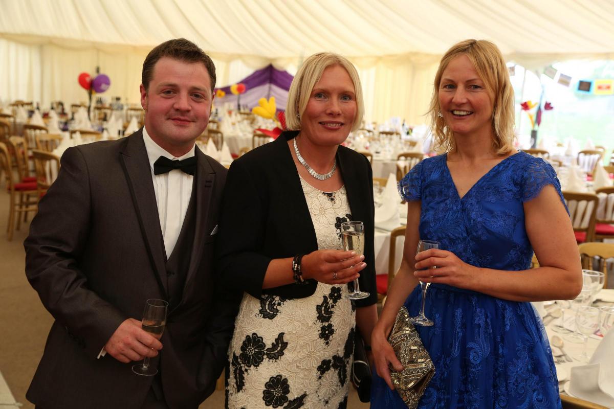 Blood Charity Ball, Leyburn, North Yorkshire. James Mudd, Rebecca Suttill and Jayne Lambert. Picture: TOM BANKS
