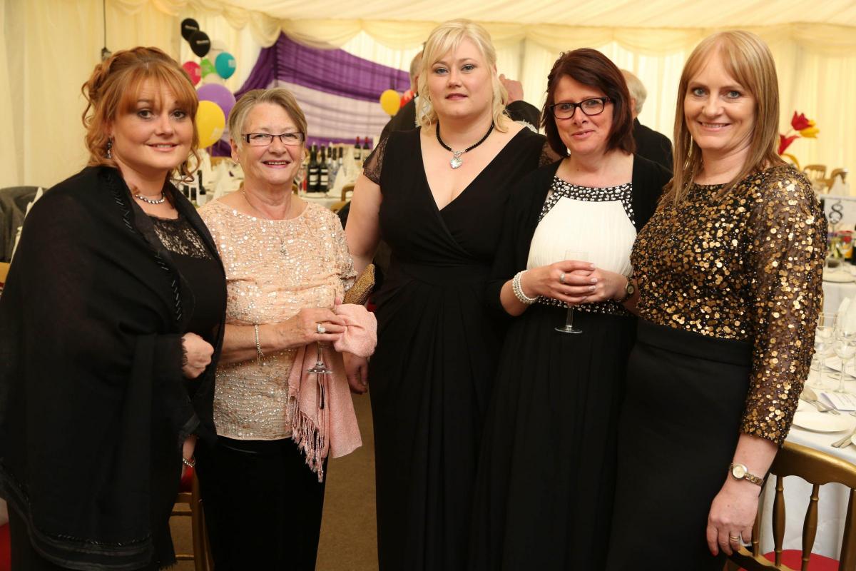 Blood Charity Ball, Leyburn, North Yorkshire. Lindsey McIntyre, Jean Walpole, Amanda Scarr, Sharon Mudd and Samantha Parfitt. Picture: TOM BANKS