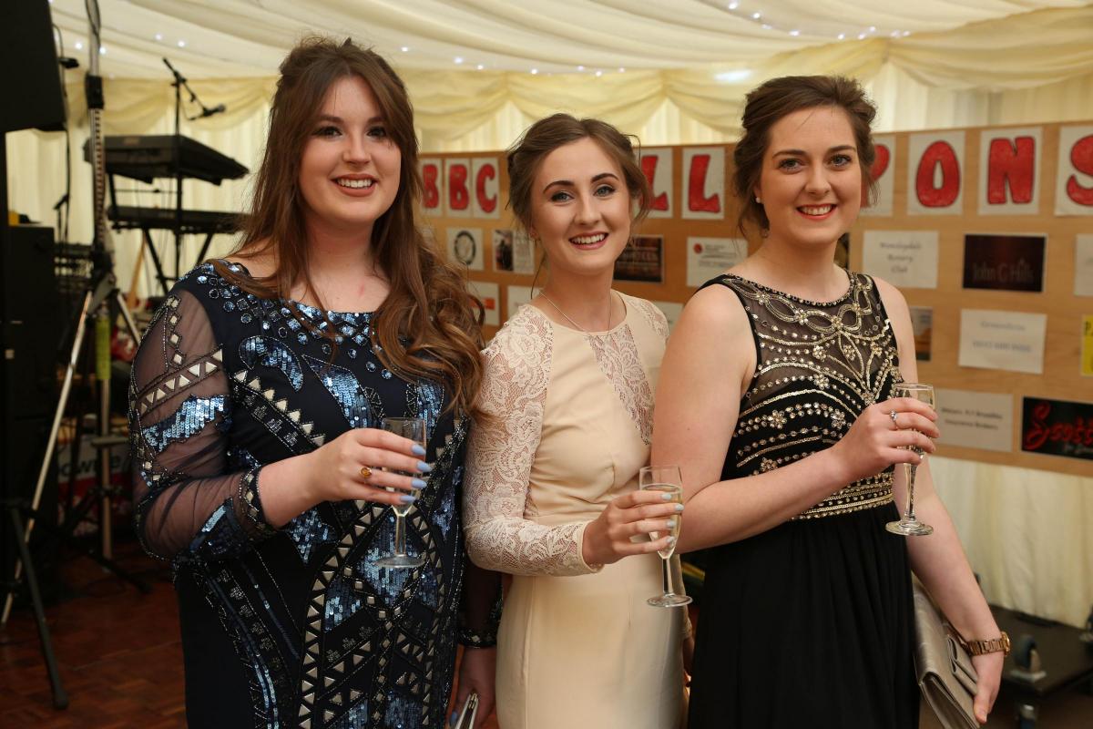 Blood Charity Ball, Leyburn, North Yorkshire. Jodie Blackburn, Eleanor Wilkinson and Jessica Fall. Picture: TOM BANKS