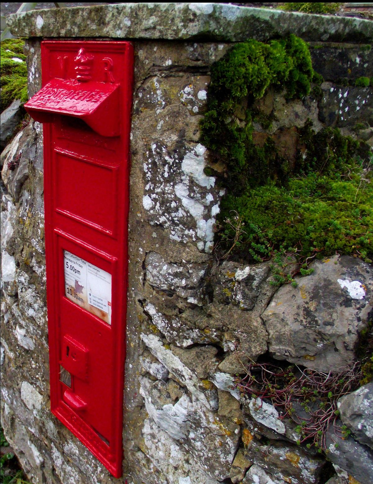 Dave Milburn of Stockton-on-Tees calls this photograph of a Victorian postbox in a garden Wall in Castle Bolton "mail in stone"