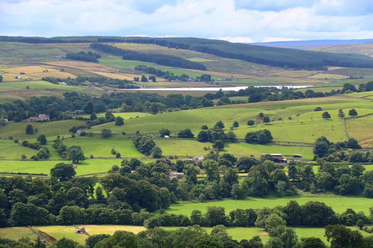 Patches of sunshine illuminate the Teesdale valley as Grassholme dam and reservoir are brought into view in this long zoom shot by Richard Laidler of Middleton, looking over Teesdale into Lunedale from Blunt House Farm.