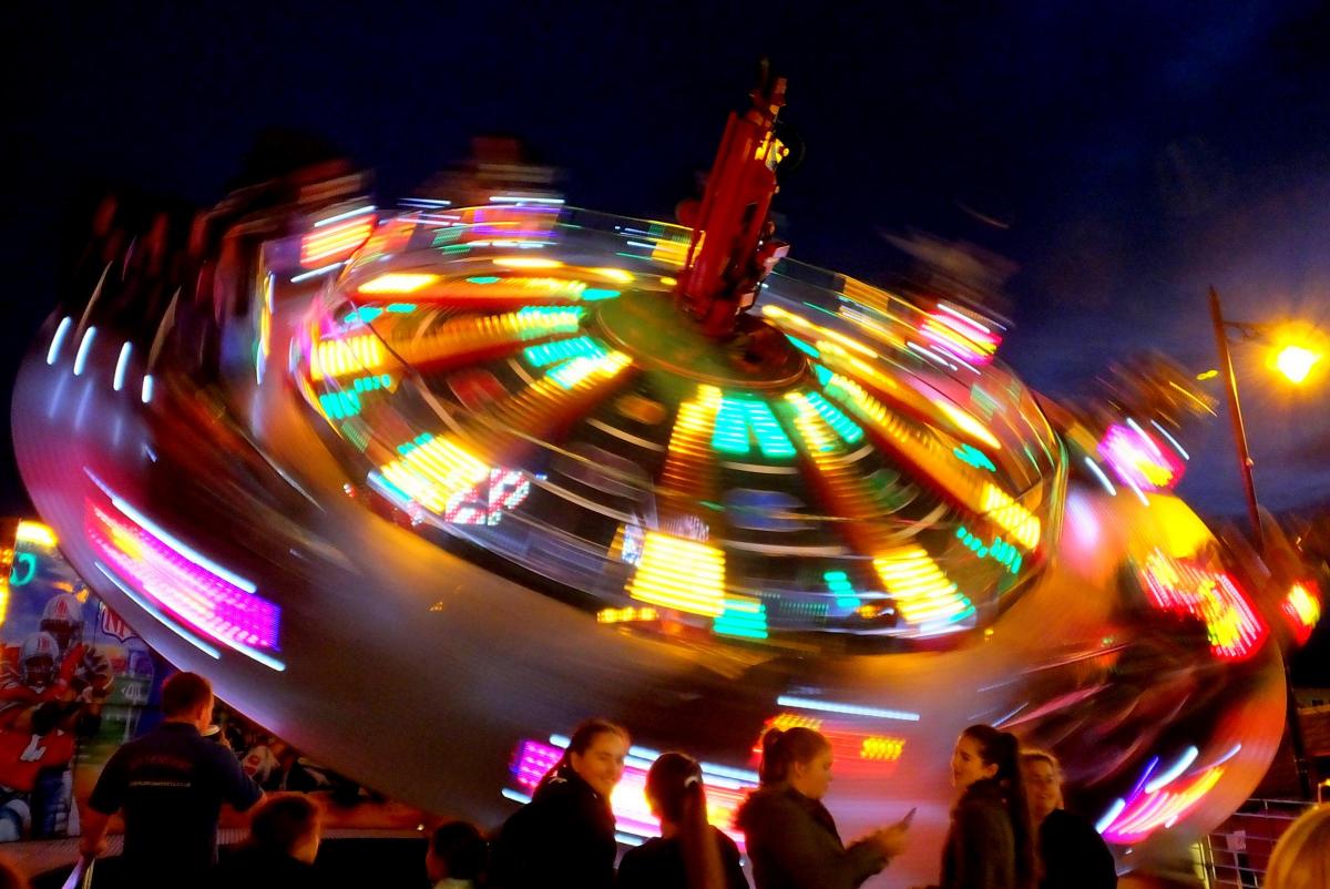 Tim Dunn of Stokesley enjoyed a night out at the fair and captured this spectacular view of a myriad of swirling colours as revellers enjoyed the rides.