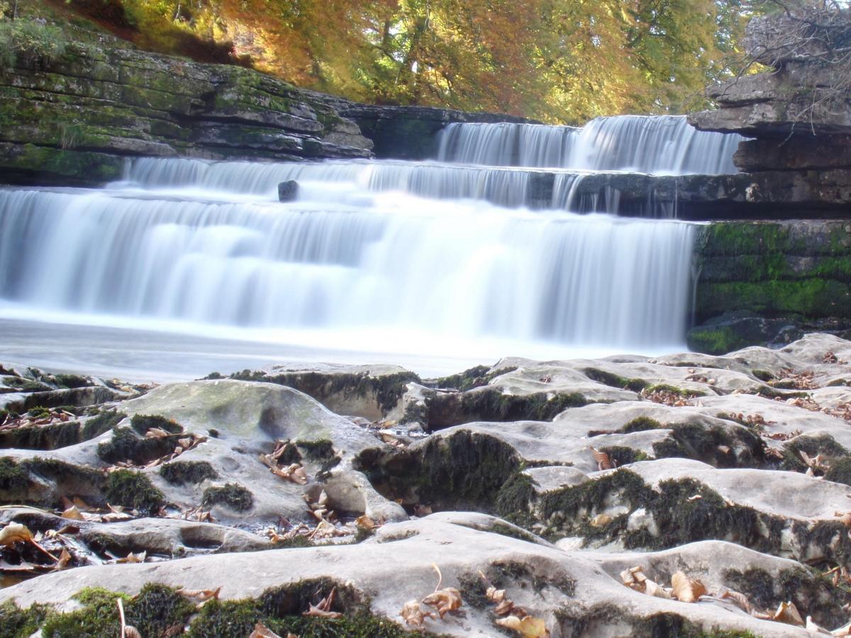 Aysgarth Falls on the River Ure in Wensleydale, scene of the epic battle between Robin Hood and Little John in the 1991 film Robin Hood: Prince of Thieves, is spectacularly caught on camera by Julie Woodyer of Preston-under-Scar.