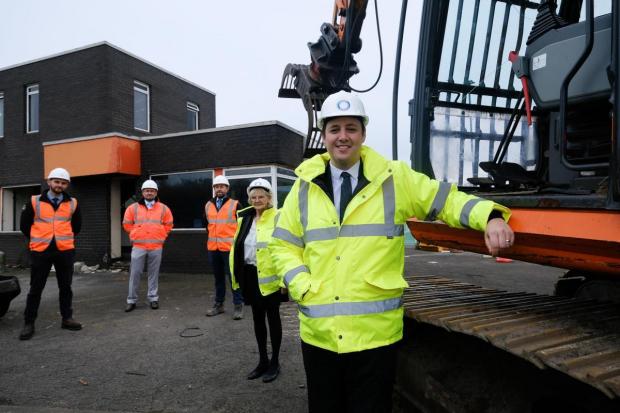 Tees Valley Mayor Ben Houchen with Mary Lanigan and Esh staff. Photo: KEITH TAYLOR