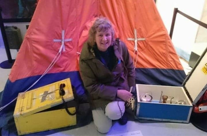 Anne in an Antarctic tent
