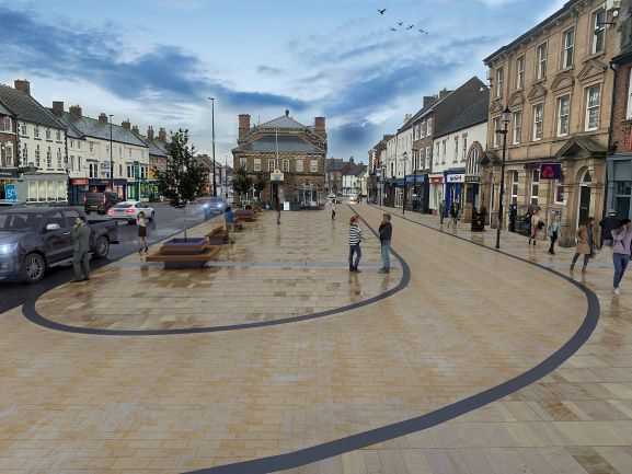 An artists impression of how Northallerton town square will look