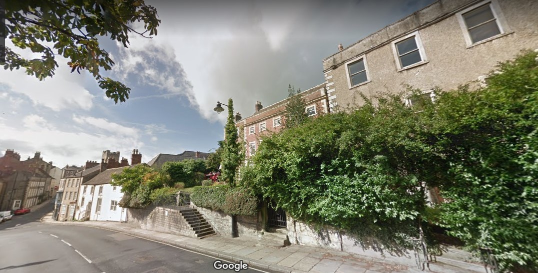 Cradock Hall in Frenchgate Richmond is on the right of this Google StreetView image - you can just see it peering over the hedge
