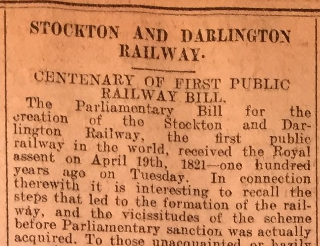 How the D&S Times marked the 100th anniversary of the railway events of 200 years ago